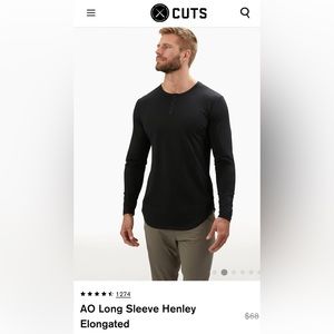 CUTS Men’s black long sleeve Henley - Size Medium